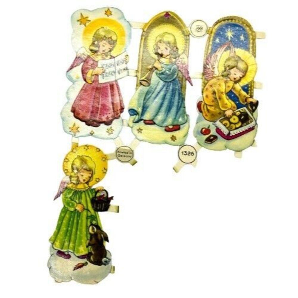Vintage Angels Scrap PZB 1326 Die Cut Sheet  of 4 Germany Issued 1920-1950's